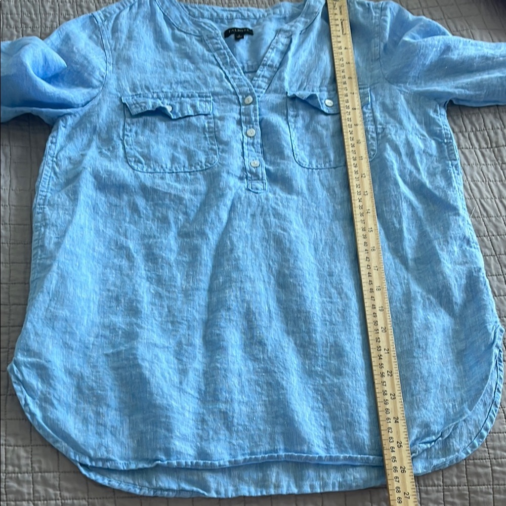 Talbots Sky Blue Linen Blouse - Picture 14 of 14